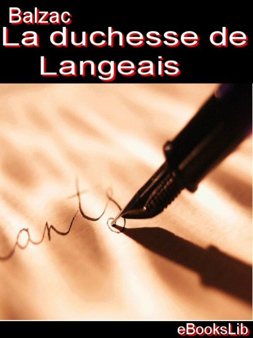Title details for La duchesse de Langeais by Honore de Balzac - Available